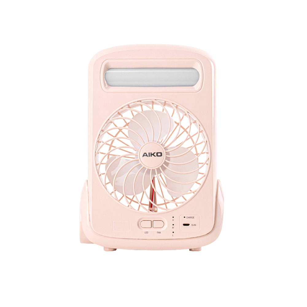 พัดลมชาร์จไฟ พร้อมโคมไฟ Rechargeable Fan | KN-2825 สีชมพู